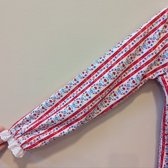 Lanz of Slazburg Flannel Striped Floral Long Nightgown - Picture 9 of 14